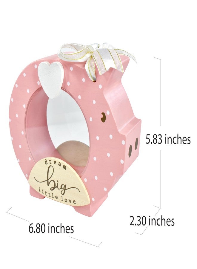 I'm I’m Solid Wood Piggy Bank Coin Bank Savings Money Bank, Adorable Gifts for Baby Girl Birthday Girls Kids Child to Cherish Baby Shower, Keepsakes & Nursery Décor “Dream Big Little Love” (Dot Pink) - Image 2